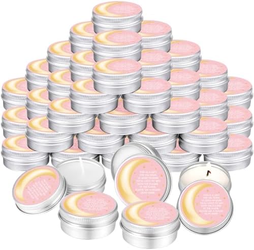 MTLEE 50 Pcs Pink Moon Baby Shower Candles