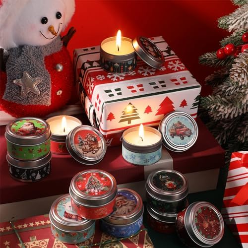 MTLEE 36 Pack Christmas Soy Wax Candles with Organza Bags and Cards