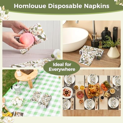 Homlouue Vintage Magnolia Flower Napkins 100PCS