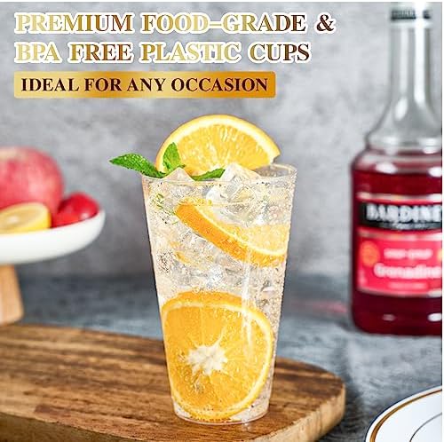 FOCUSLINE 100 Pack 16 Oz Clear Plastic Cups