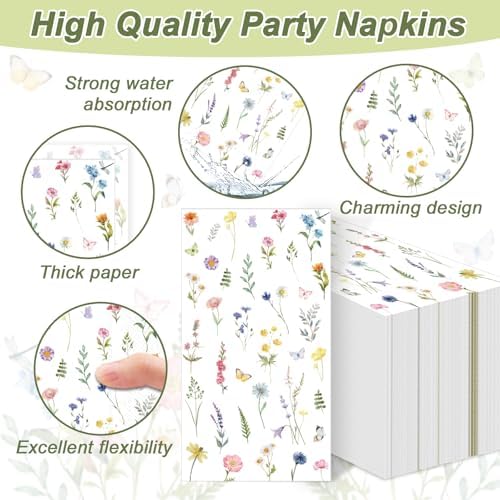 100Pcs Wildflower Napkins for Parties and Weddings