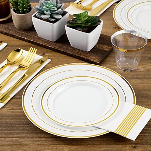 FOCUSLINE Gold Plastic Plates Set of 60