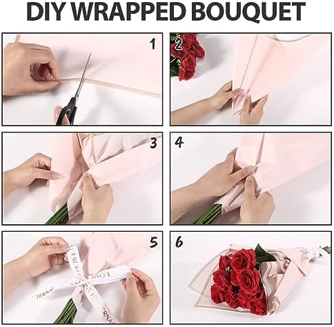 20 Sheet Waterproof Flower Wrap Paper in Pink