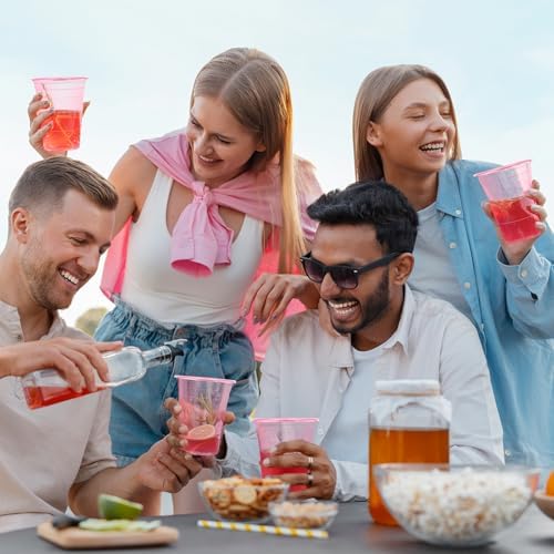 KesaPlan 100 Pack Pink Plastic Party Cups 16 oz
