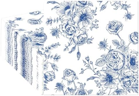 50PCS Blue Floral Cocktail Napkins 3-Ply Disposable