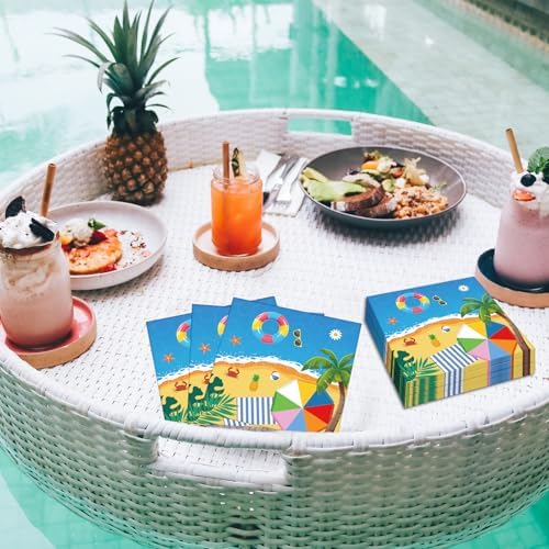 50 Count Summer Beach Paper Napkins with Tropical Design