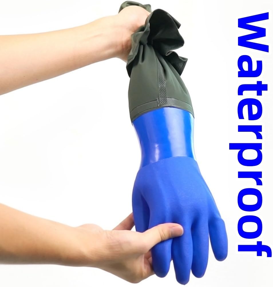 Qilerongrong Long Arm Waterproof Rubber Gloves for Household and Outdoor Use