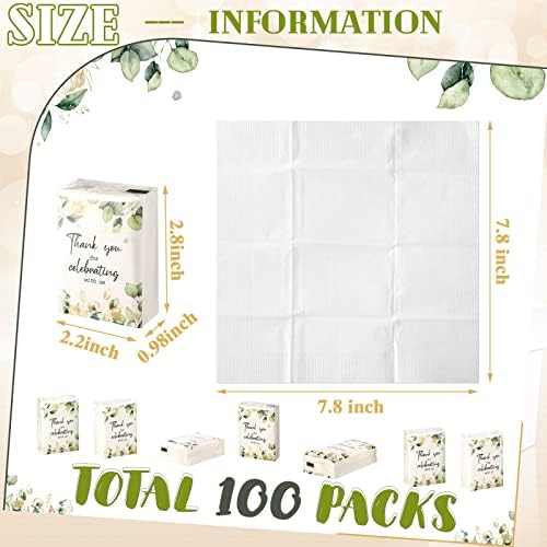 100 Pcs Eucalyptus Pocket Wedding Tissues