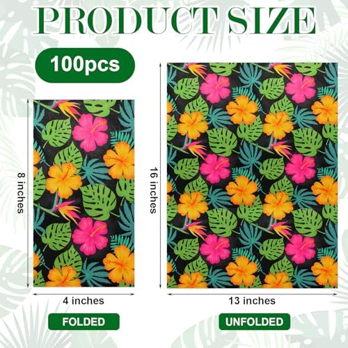 100 Pcs Tropical Hawaiian Cocktail Napkins for Summer Parties