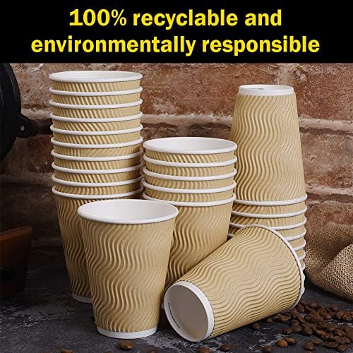 Disposable Paper Coffee Cups with Lids 100 Pack 12 Oz