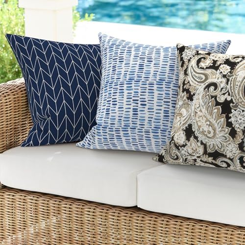 Pack of 2 Waterproof Patio Pillows with Inserts Pebble Blue 18x18 In
