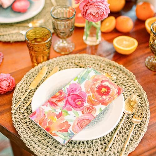 50Pcs Floral Guest Napkins Watercolor Patterned Disposable