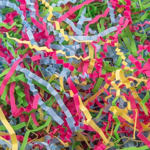 Caleihd Crinkle Cut Paper Grass Cushion Streamer 45oz Green Pink Blue Yellow