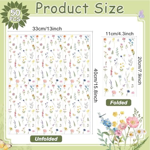 50pcs Wildflower Napkins for Parties and Home Use