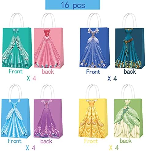 16 Packs Princess Party Gift Bags for Kids and Adults