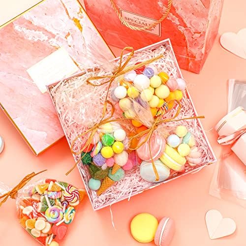 Tudomro 100 Pcs Clear Cellophane Soap Bags with Raffia Rope