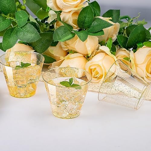 200pcs Gold Plastic Cups 9 Oz