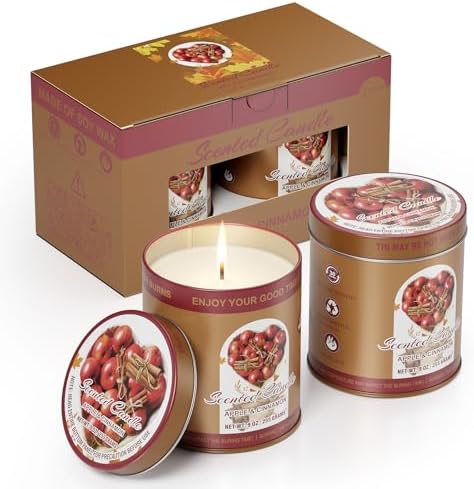 Apple Cinnamon Scented Candle Set 2 Pack