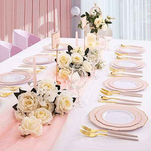 Rubtlamp 90Pcs Gold Plastic Silverware Set