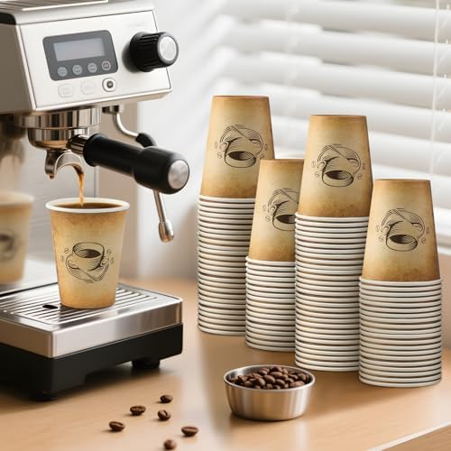 12 Oz 300 Pack Disposable Coffee Cups Retro Design Leak Proof