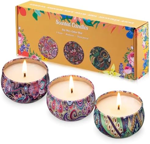Hausware 3 Pack Scented Candles with Floral Scents