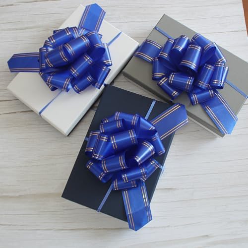 6 Inch Pull Bows for Gift Wrapping 6pcs Dark Blue