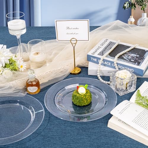 FLOWERCAT 200PCS Clear Plastic Plates for Parties