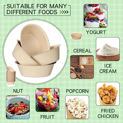 Dandat 6 Oz 250 Pack Disposable Paper Bowls