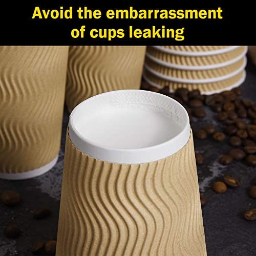 Disposable Paper Coffee Cups with Lids 100 Pack 12 Oz