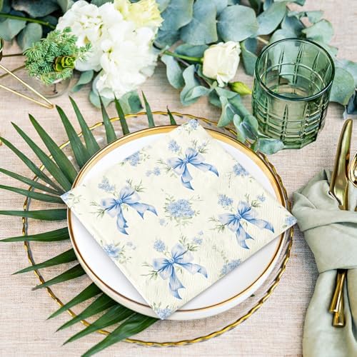 AnyDesign 100 Pcs Blue Floral Paper Napkins for Home Kitchen Parties