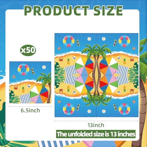 50 Count Summer Beach Paper Napkins with Tropical Design