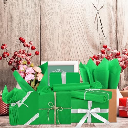 Bouiexye 120 Sheet Green Tissue Paper for Wrapping and Crafting