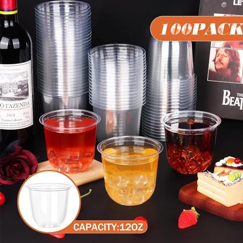 KesaPlan 100 Pcs Disposable 12oz Clear Wine Glasses