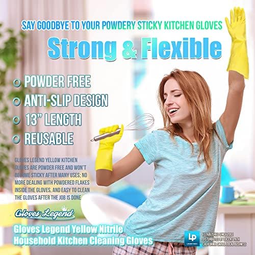 Yellow Reusable Kitchen Cleaning Gloves - Medium Small