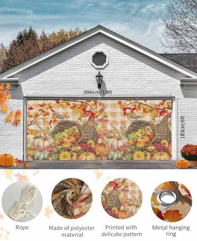 Fall Garage Door Banner Cover 7x8 ft Thanksgiving Decor