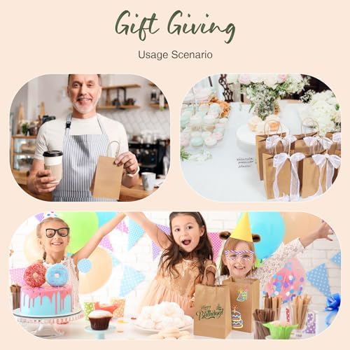 GSSUSA Brown Gift Bags 525x375x8 20Pcs With Handles