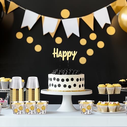 100 Pack 9 Oz Gold Plastic Cups for Parties