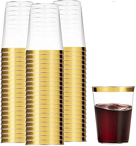 Munfix Gold Plastic Cups 12 Oz Clear Tumblers