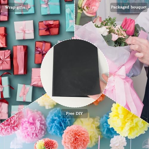 PINWATT 1000 Sheets 20x15 Gift Wrapping Tissue Paper Bulk Black
