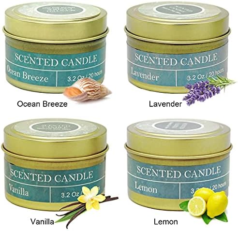 DEYBBY Natural Soy Wax Candles 4 Pack Gift Set