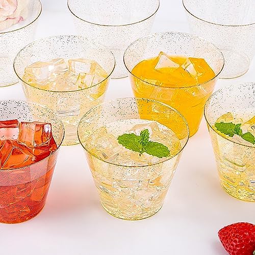 200pcs Gold Plastic Cups 9 Oz