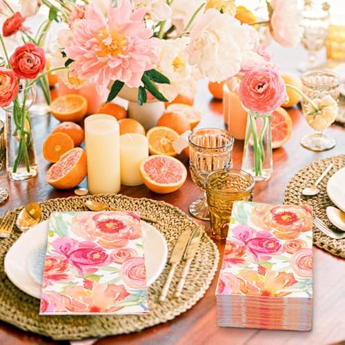 50Pcs Floral Guest Napkins Watercolor Patterned Disposable