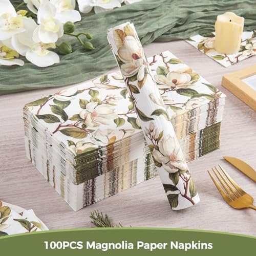 Homlouue Vintage Magnolia Flower Napkins 100PCS