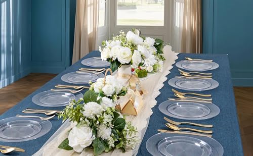 FLOWERCAT 200PCS Clear Plastic Plates for Parties