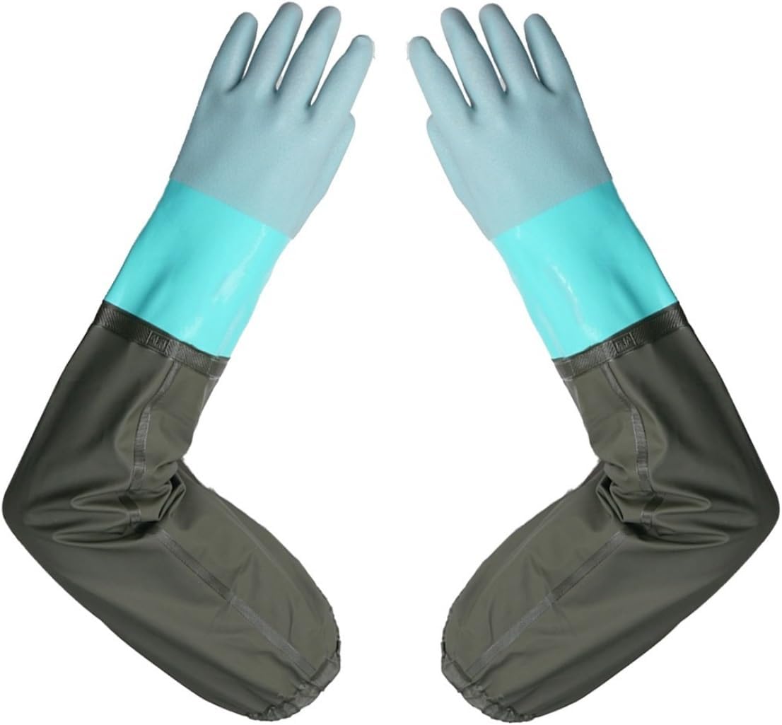 Qilerongrong Extra-Long Waterproof Rubber Gloves