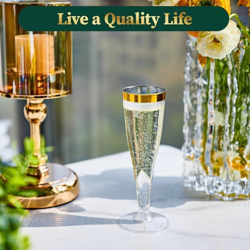 FOCUSLINE 50 Pack Plastic Champagne Flutes
