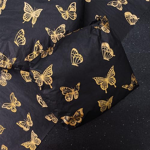 MR FIVE Black Gold Butterfly Tissue Paper Bulk 30 Sheets
