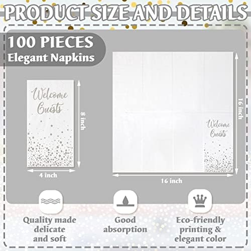 200 Pcs Silver Welcome Guests Napkins for Bathroom and Events