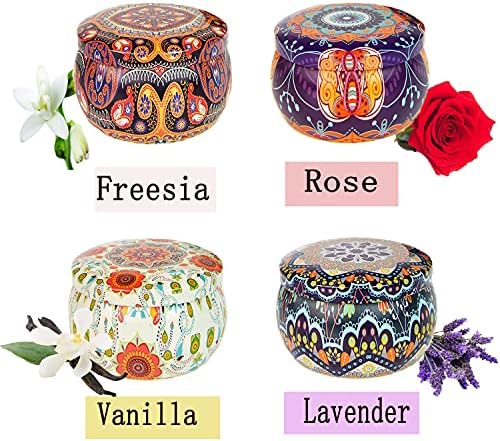 JUNPEI Scented Soy Candles 4PCS Travel Tin Aromatherapy Set