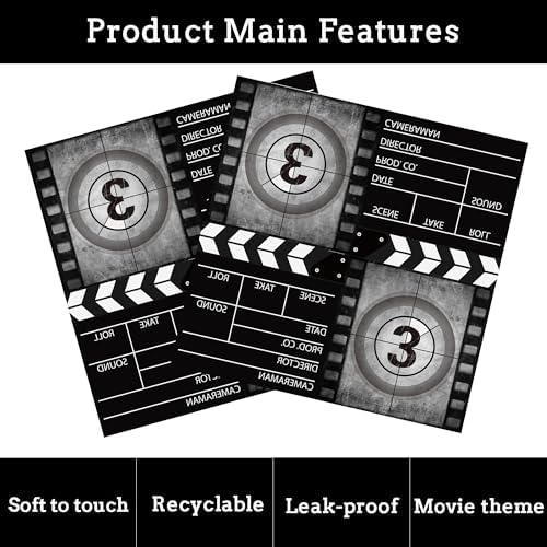 40Pcs Movie-Themed Paper Napkins Set - 65in Folded